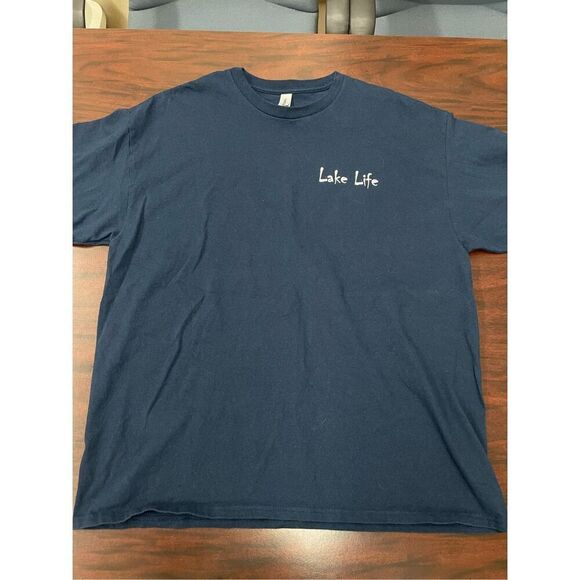 Lake Life Buggs Island Lake Navy Mens Short Sleeve Tee Size X-Large - Picture 1 of 8